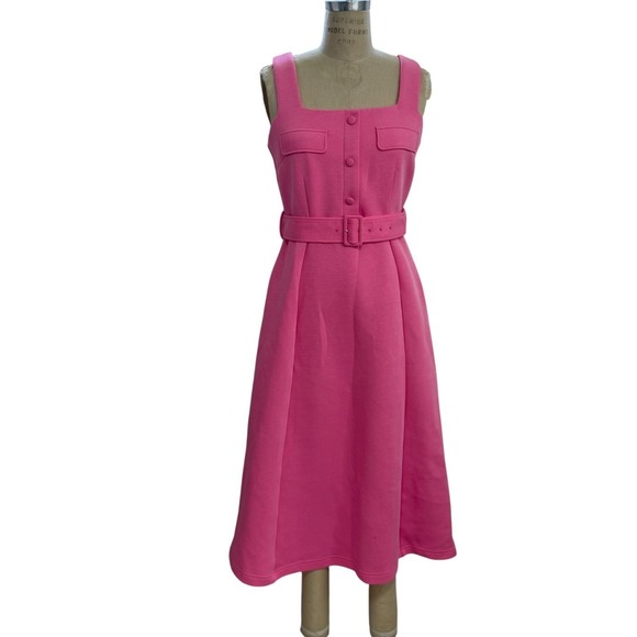 Tuckernuck Dresses & Skirts - Tuckernuck Atlantic Pacific Pink Square Neck Elle Belted Midi Dress Size M